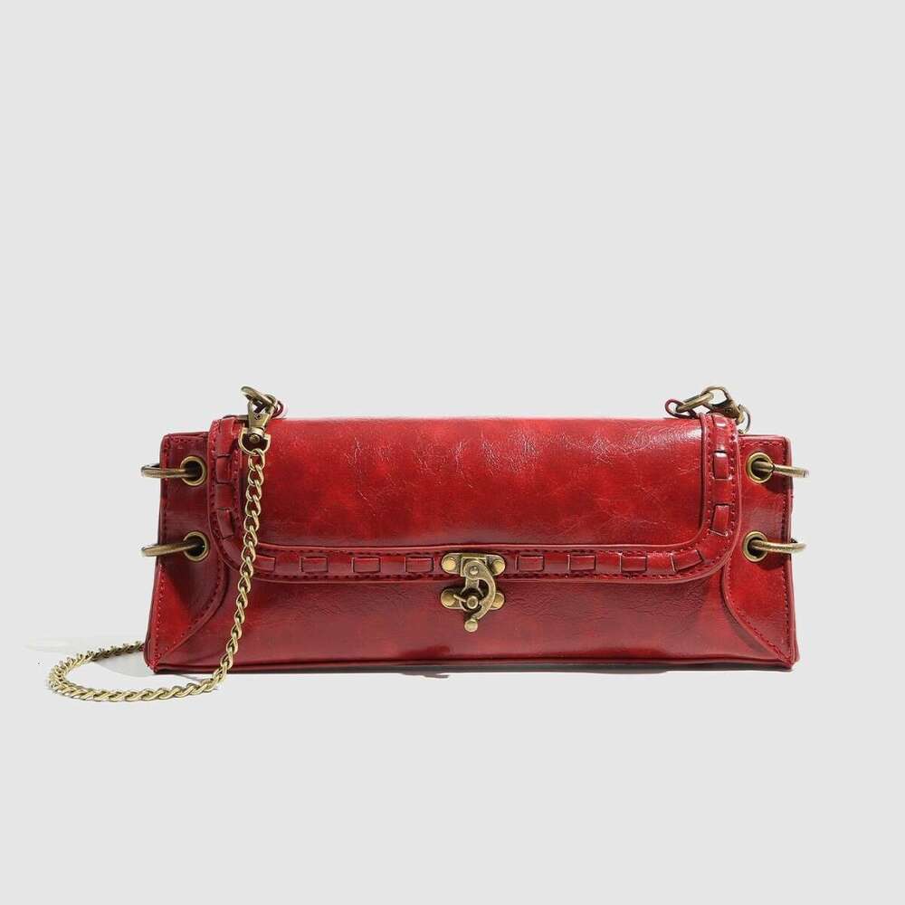 Trend Fashion Single Lock Buckle Antique Bronze Designer Gold Crossbody Shoulder Clutch Underarm Bags Chain Women's Bag