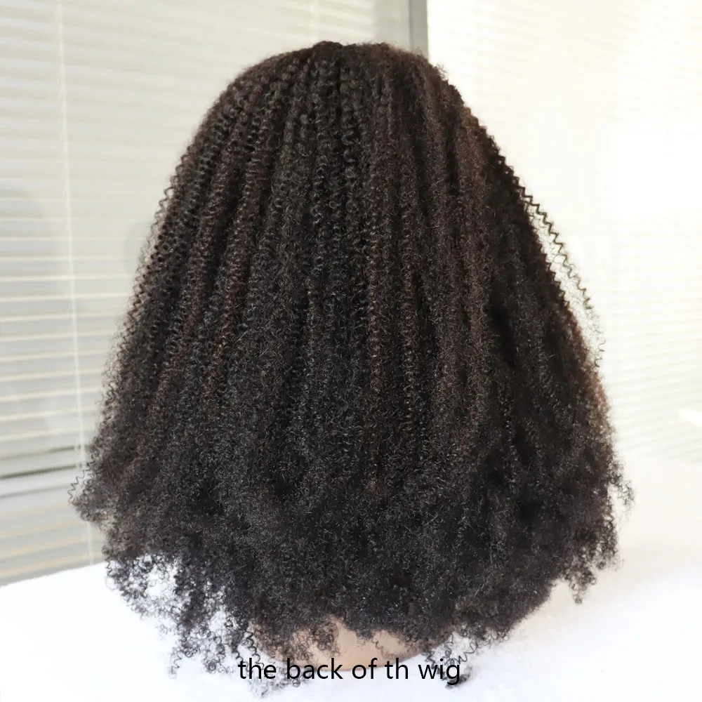 4C Afro Kinky Curly Lace Front Wig Virgin Remy Human Hair Lace Frontal Closure Wig Black and Natural Black Curls Styles Wigs Ready To Wear Synthetic