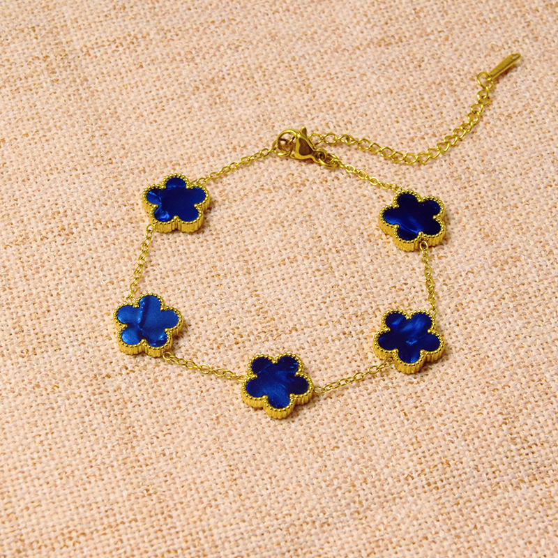 Titanium Lucky Five-Leaf Clover Gradient Bracelet Light High-End Feel Women's Stainless Steel Jewelry