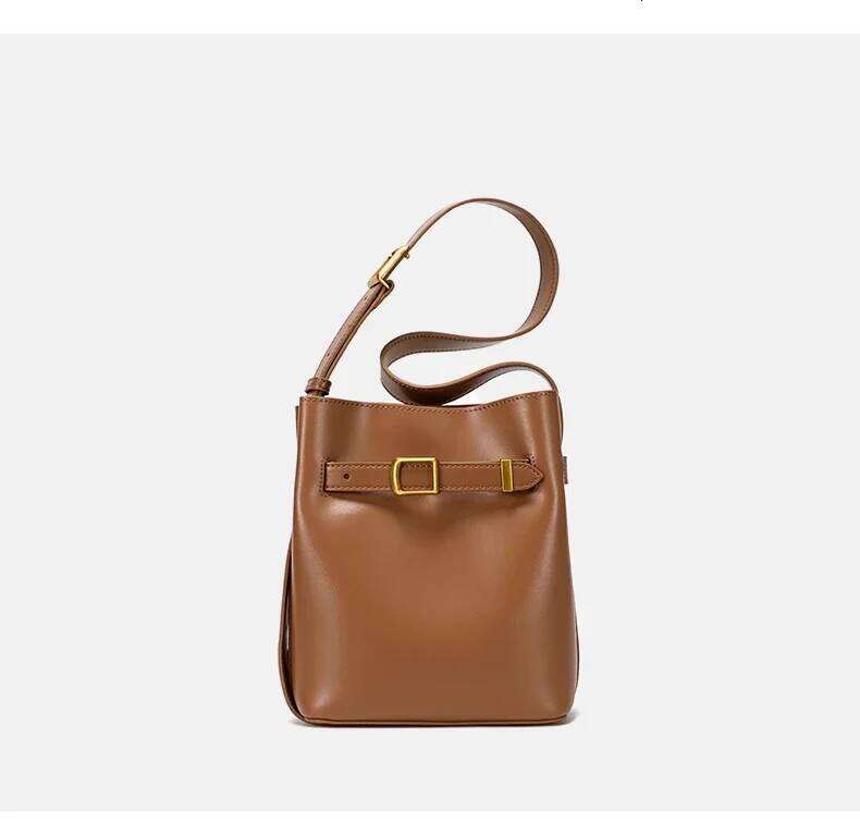 Women S Vintage Messenger High Quality Simple Handbag Genuine Leather Bucket Lady Shoulder Bag Female Crossbody Bags