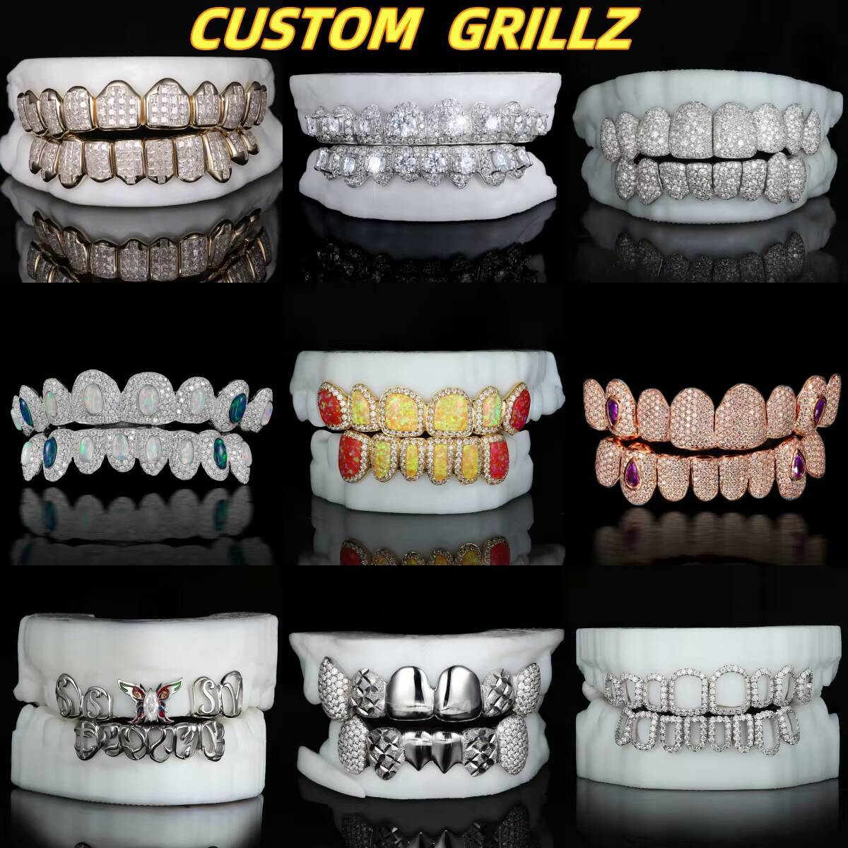 Mosaic Vvs Moissanite Diamond 925 Silver Grillz Custom Teeth Grillz