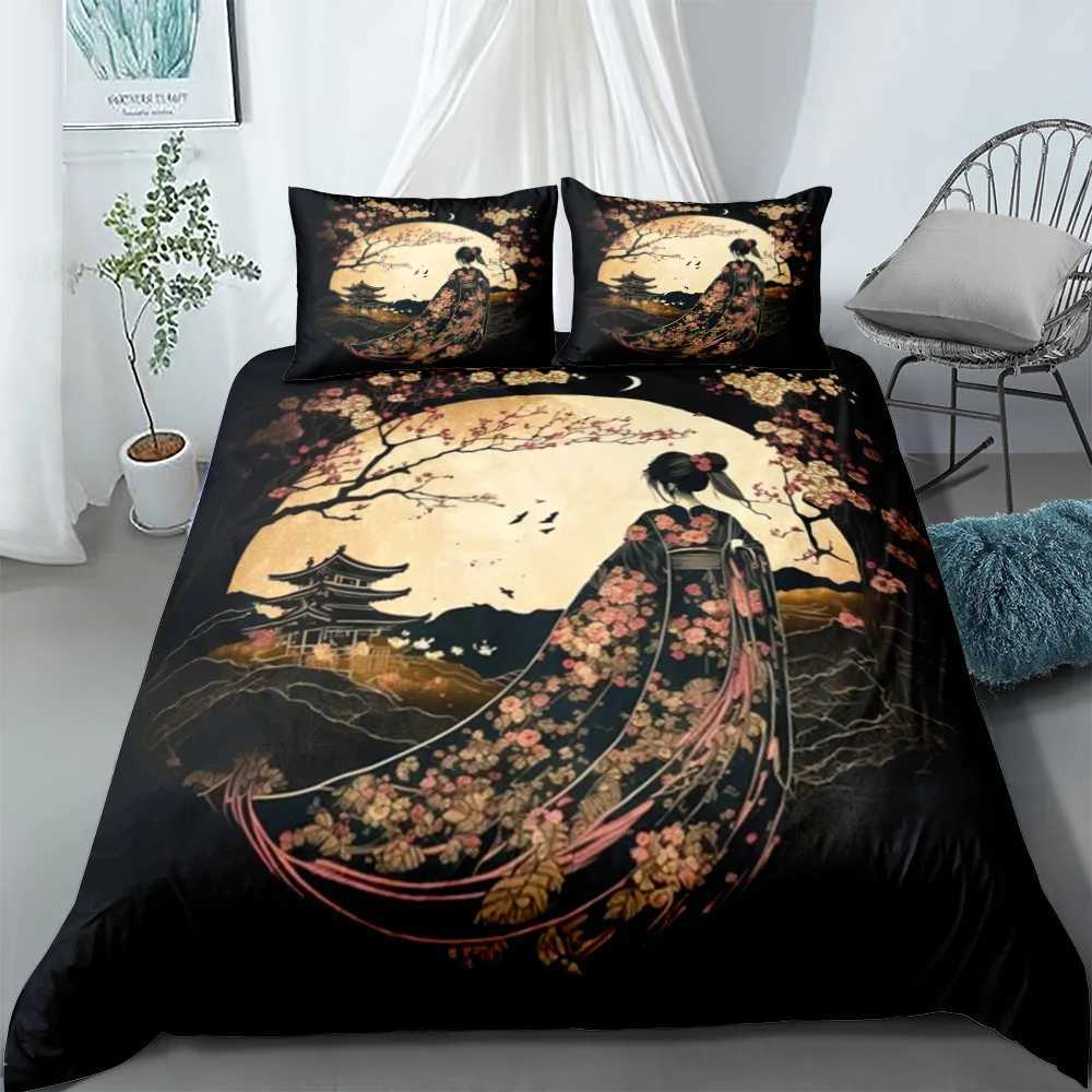 Ukiyo Tree Duvet Cover Set UK Single Double Queen US Twin Full King Size Bed Linen Set Y250819