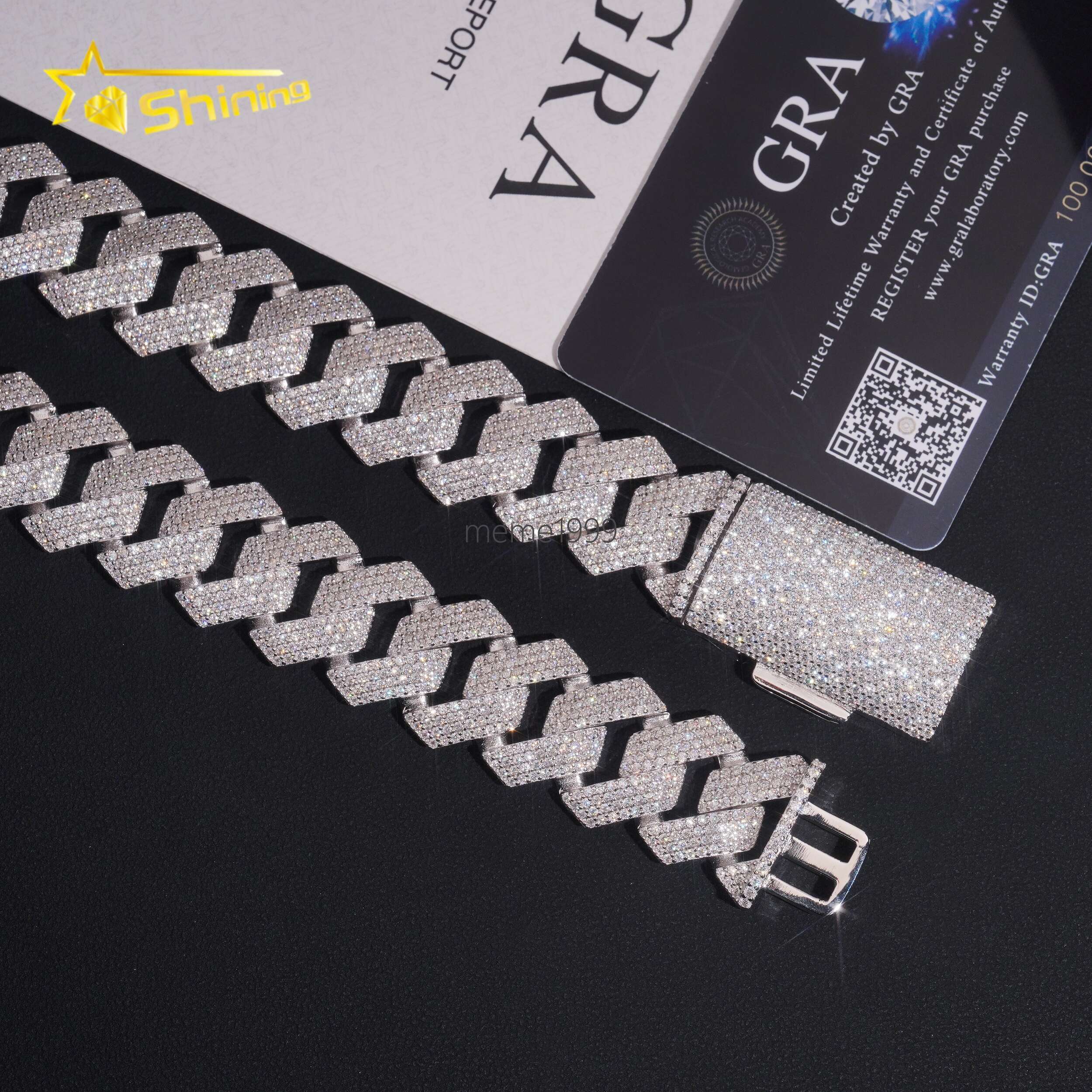 20mm Big Heavy Cuban Chian Vvs Moissnaite Iced Out Jewelry Sterling Silver 925 White Gold Plated Mens Hip Hop Necklace