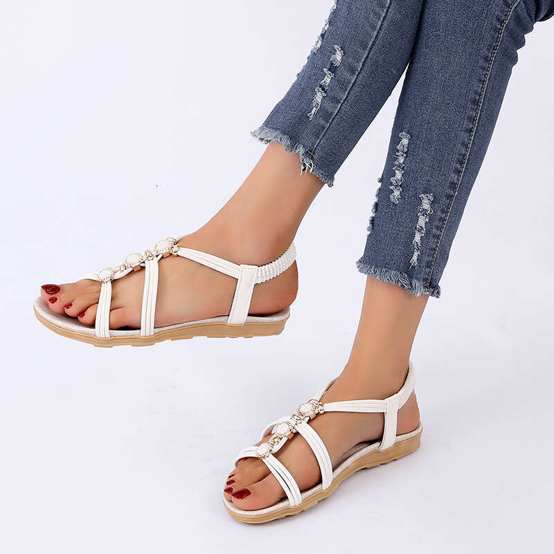 Japan Fashion for Women Summer Korean Casual Roman Style Thick Sole Elastic Strap Beach Sandals Open Toe
