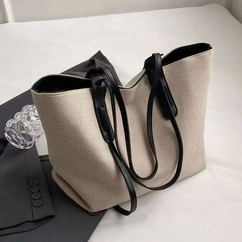 Korean Version Large Capacity Underarm Women New Commuting Tote Versatile Single Shoulder Bag Portable Canvas Bags