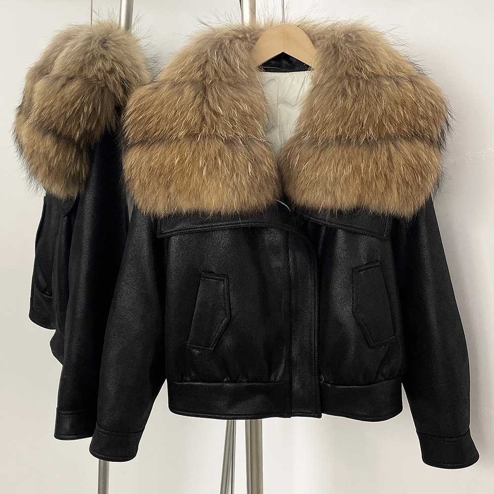 Down Jacket Real Fox Fur Collar Winter Clothing Women Short White Duck Down Coat Lady Warm Suede Fur Puffer Jacket Female