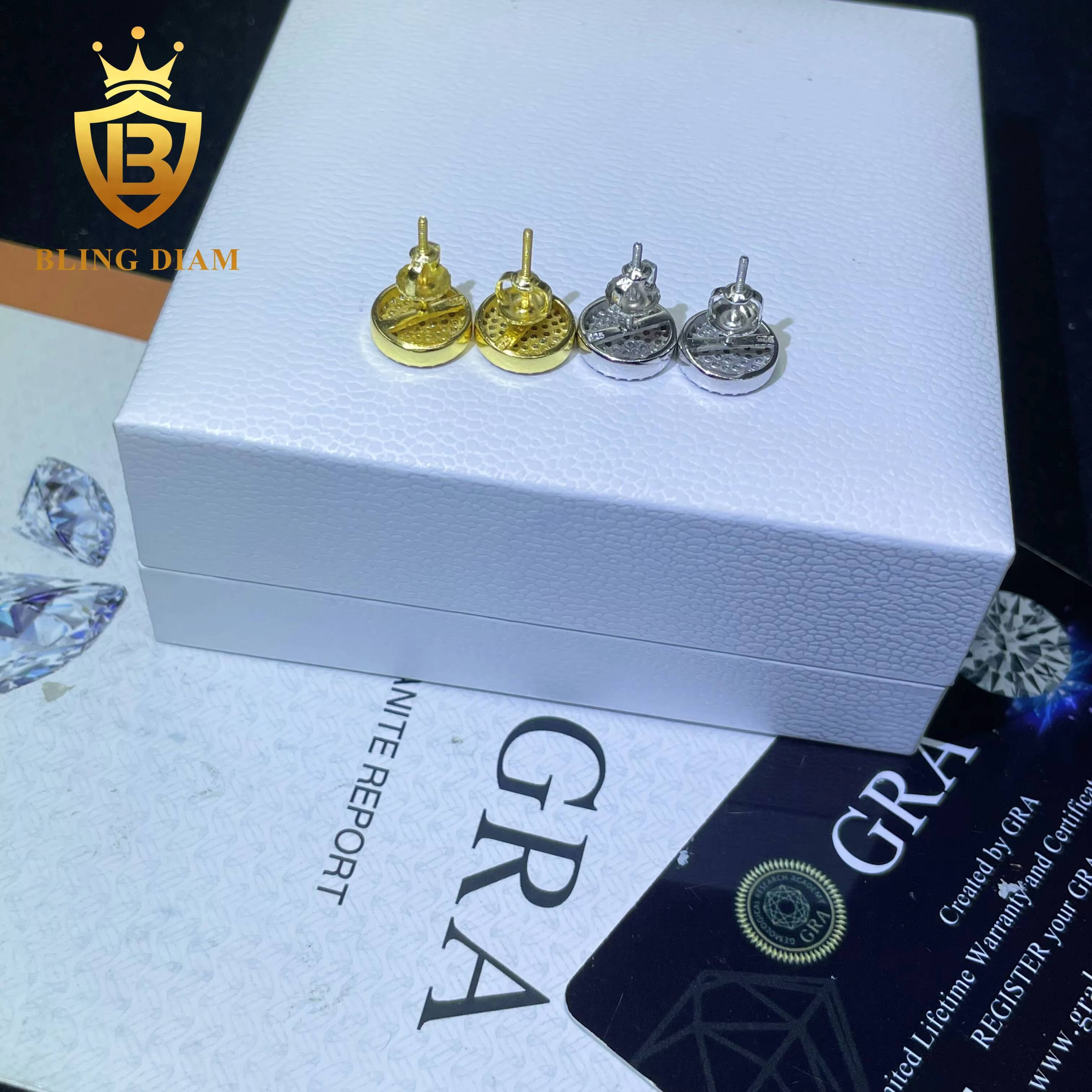 Hip Hop Jewelry Moissanite Earrings for Men 925 Sterling Silver Stud Earring Pass Diamond Tester Wholesale Price