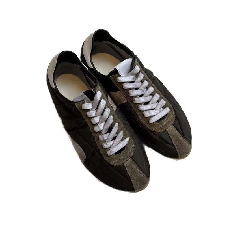 Cowhide Version~2025 New Color Block Fashion Versatile Round Toe German Training Unisex Flat Lace-up Sports Casual Shoes