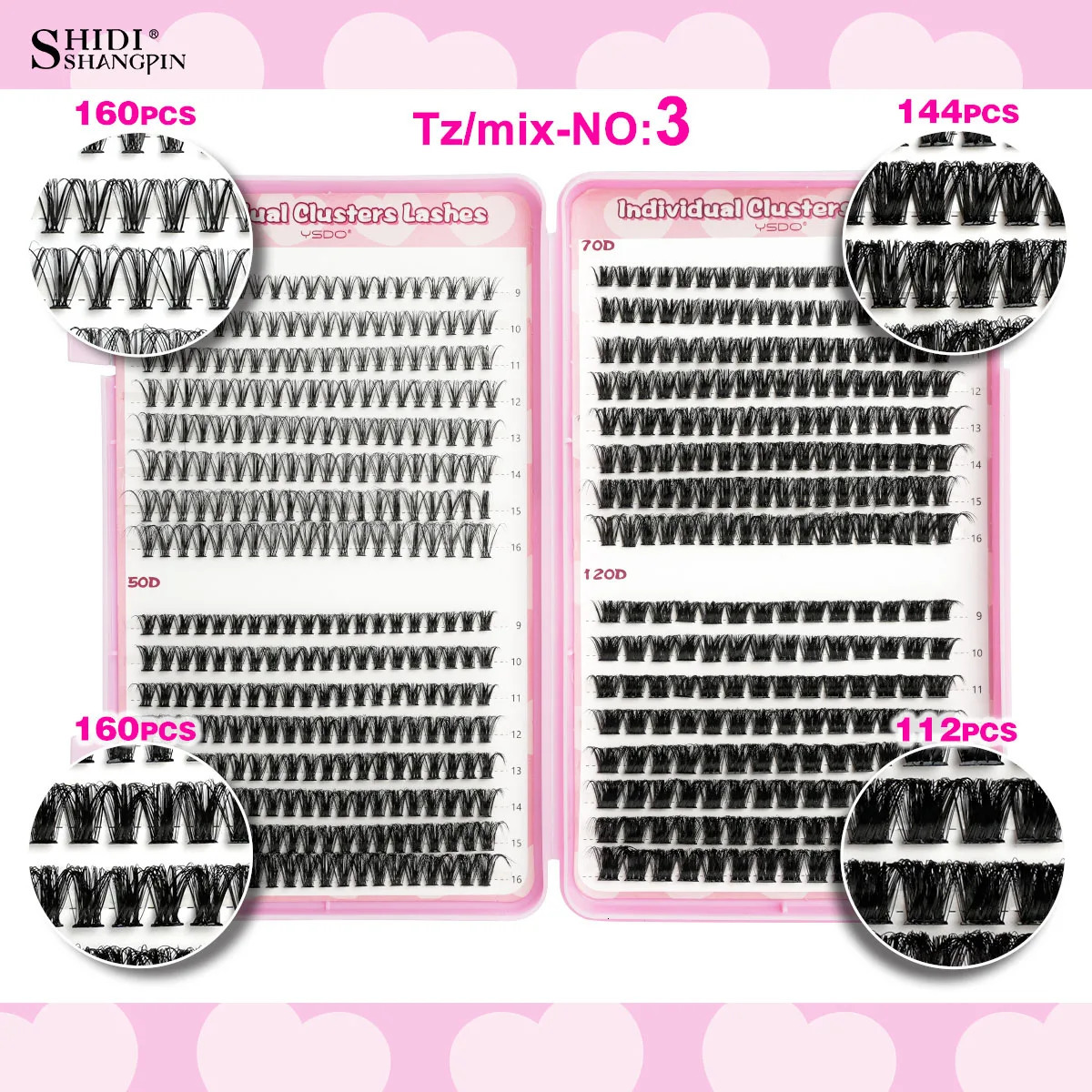 1432 Rows Individual Lashes Kit Cluster Eyelash Diy Lash With Bond and Seal Glue Remover tweezer 250811