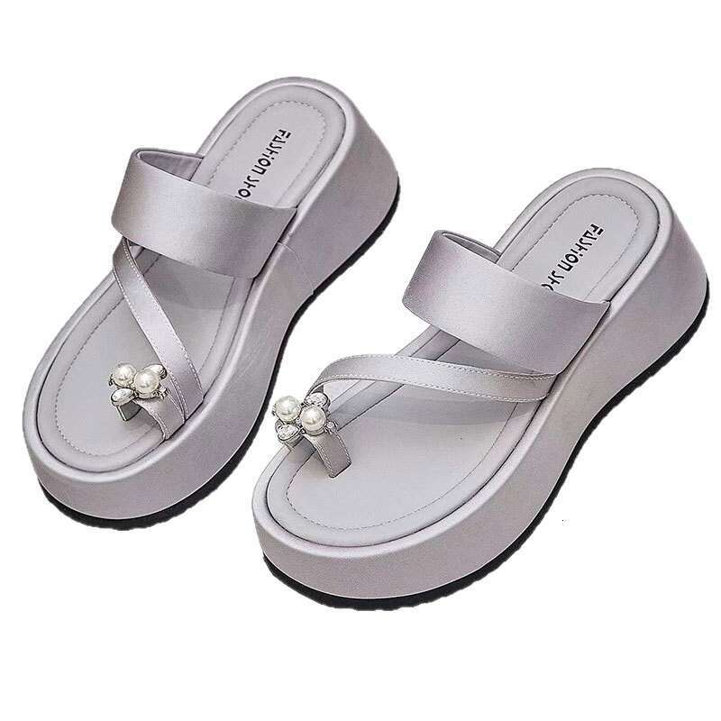2025 Summer New Pearl Toe Thick Sole Versatile Comfortable Korean Style Outdoor Wedge Sandals for Women