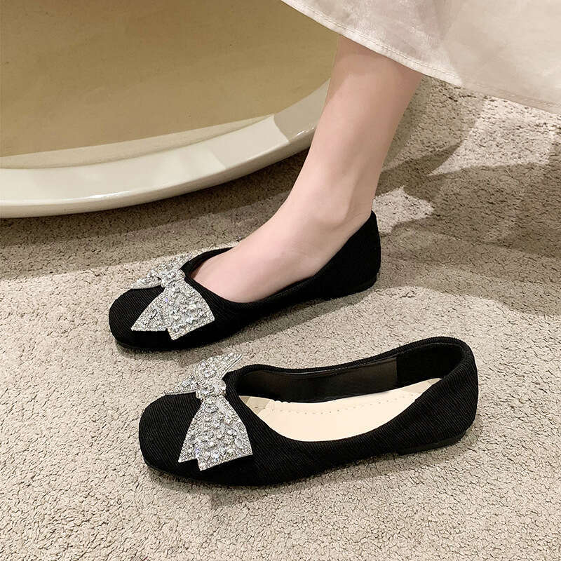 Shallow Mouth Single 2023 Summer New Korean Style Bowknot Flat Loafers Slip-On Outdoor Granny Shoes for Women