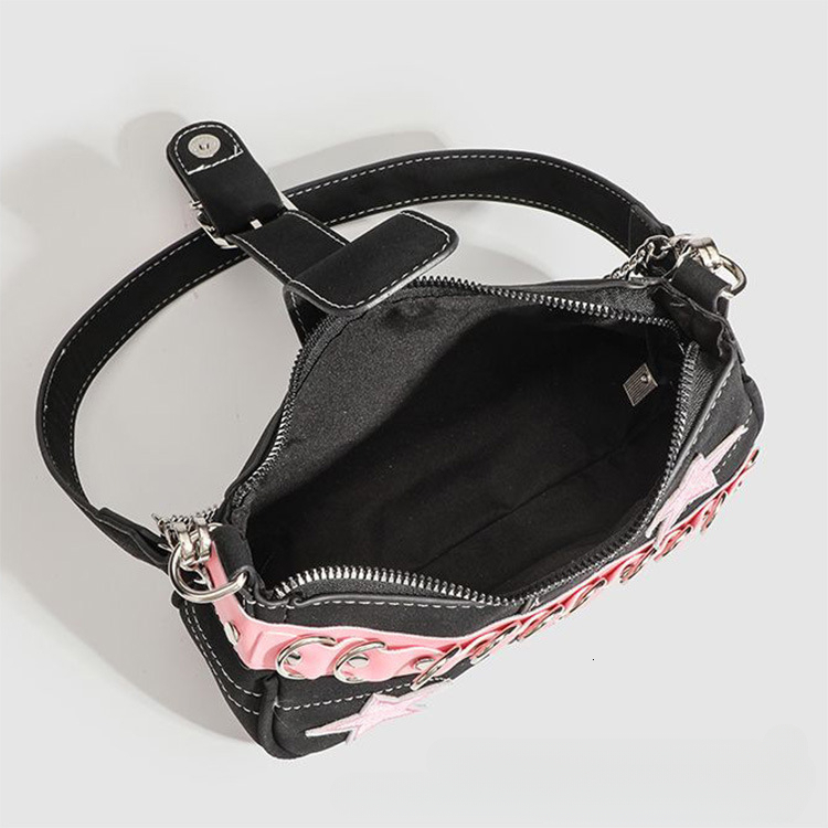 Sweet and cool girl's niche design for autumn 2025 matte shoulder bag patch color pink star shaped bag for women crossbody bag designer bag for w