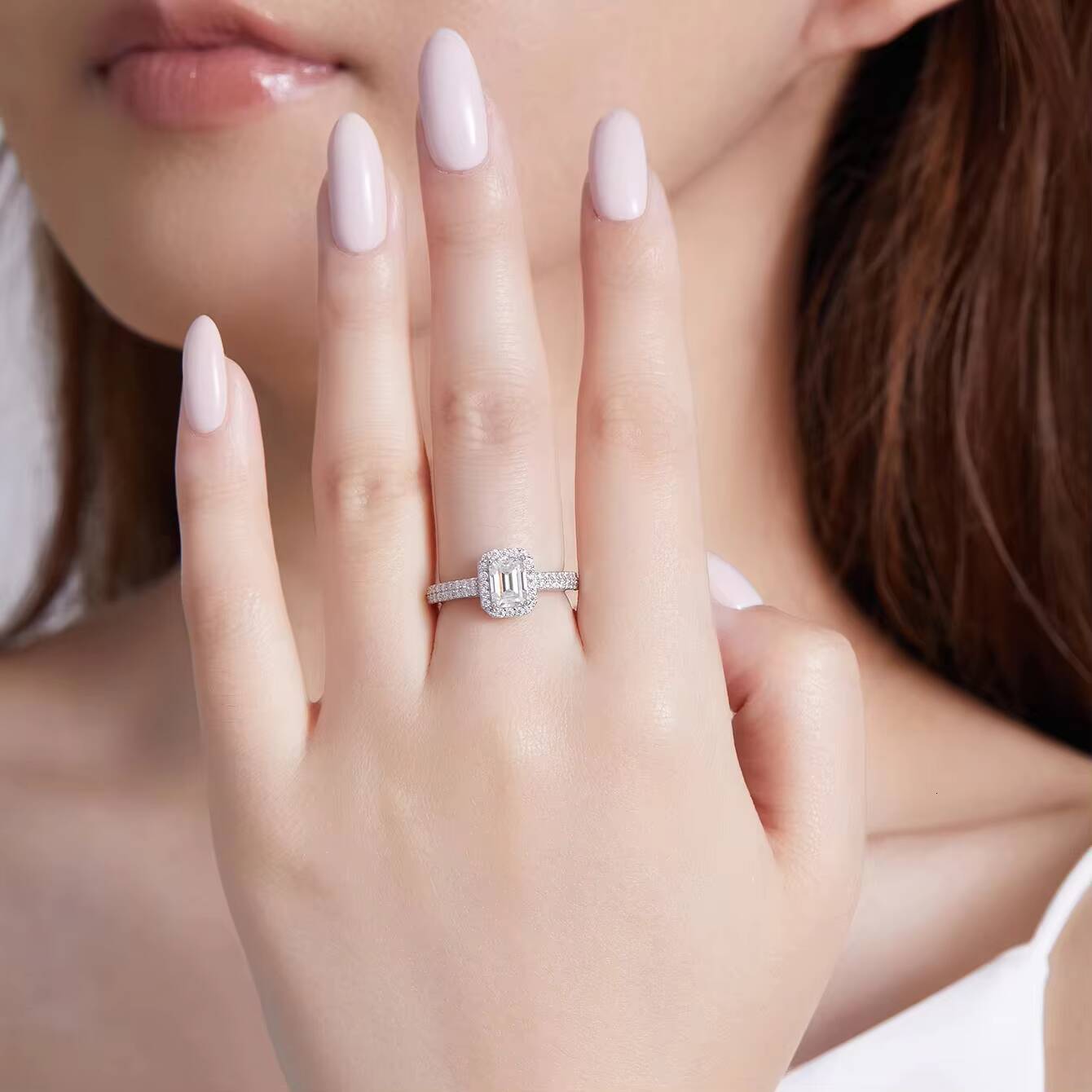 Lab Grown Diamond Ring Fine Jewelry S925 Sterling Silver Women Moissanite Wedding Finger Ring