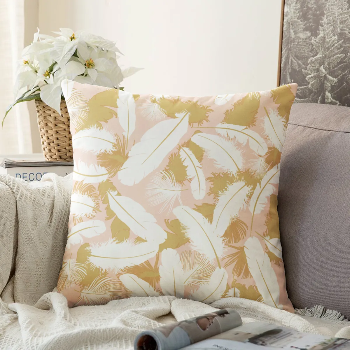 DHgatepod Decorative Pillow Covers 18x18, Soft Stretchable Polyester Spandex, Hidden Zipper, Couch Bed Accent, Set of 2, Machine Washable