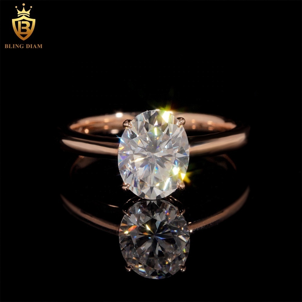 GRA Certificated Pass Diamond Tester VVS Moissanite Diamond Luxury 14K Rose Gold Engagement Wedding Ring