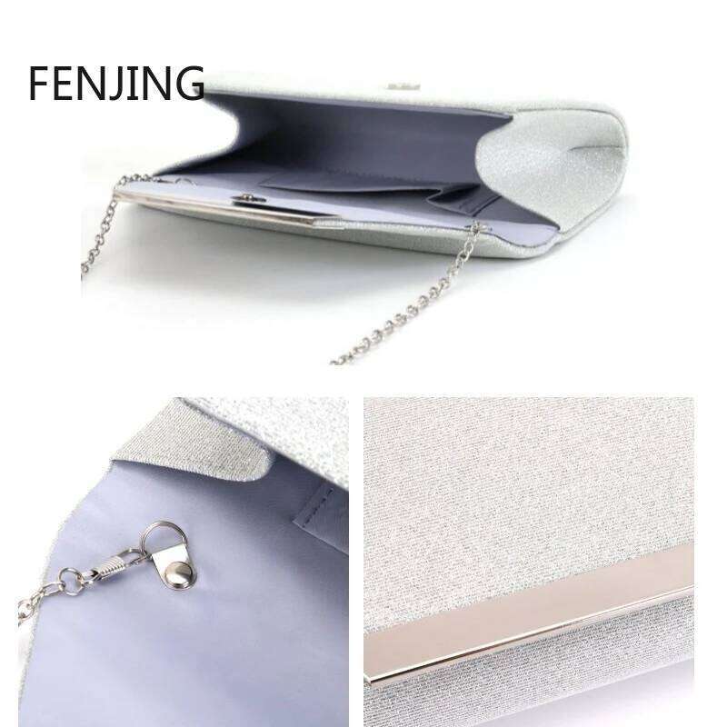 Glitter Shiny Evening Bags For Women Formal Bridal Wedding Clutch Purse Prom tail Party sier Envelope Chain Bag