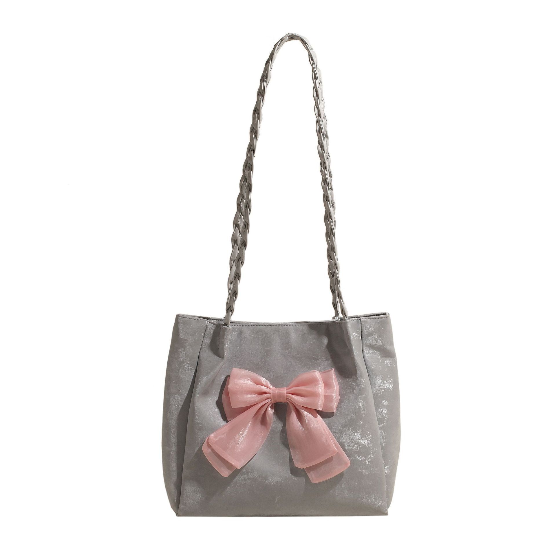 2025 Autumn Women's Large Capacity Bow Handbag Korean Style New Fashion Fashion Shoulder Bag Simple Underarm Bag Women's Crossbody Bag Desig