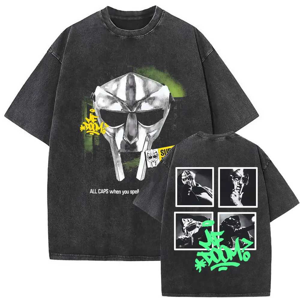 Washed Vintage Rapper Mf Doom MM FOOD Graphic Print Tshirt Men Women Hip Hop Fashion T-shirts Male Casual Oversized Streetwear Y250819