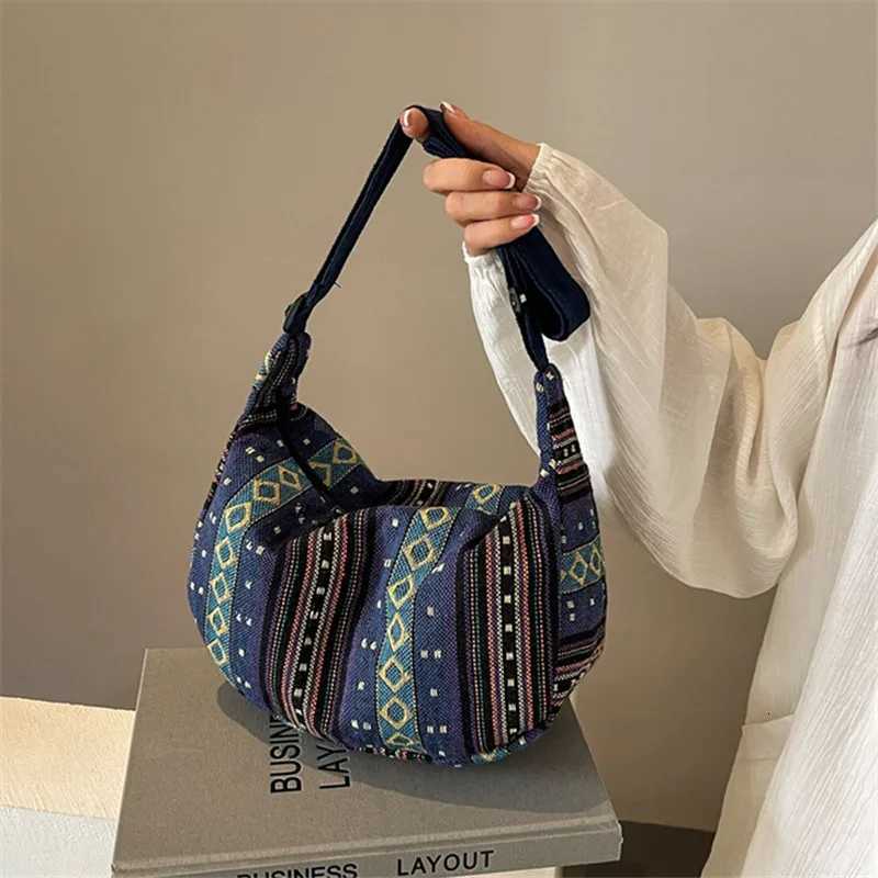 Multicolor Ethnic Style Fashionable Canvas Crossbody Bag Versatile Dumpling Single Shoulder Bags for Women Daily Collocation Y250819