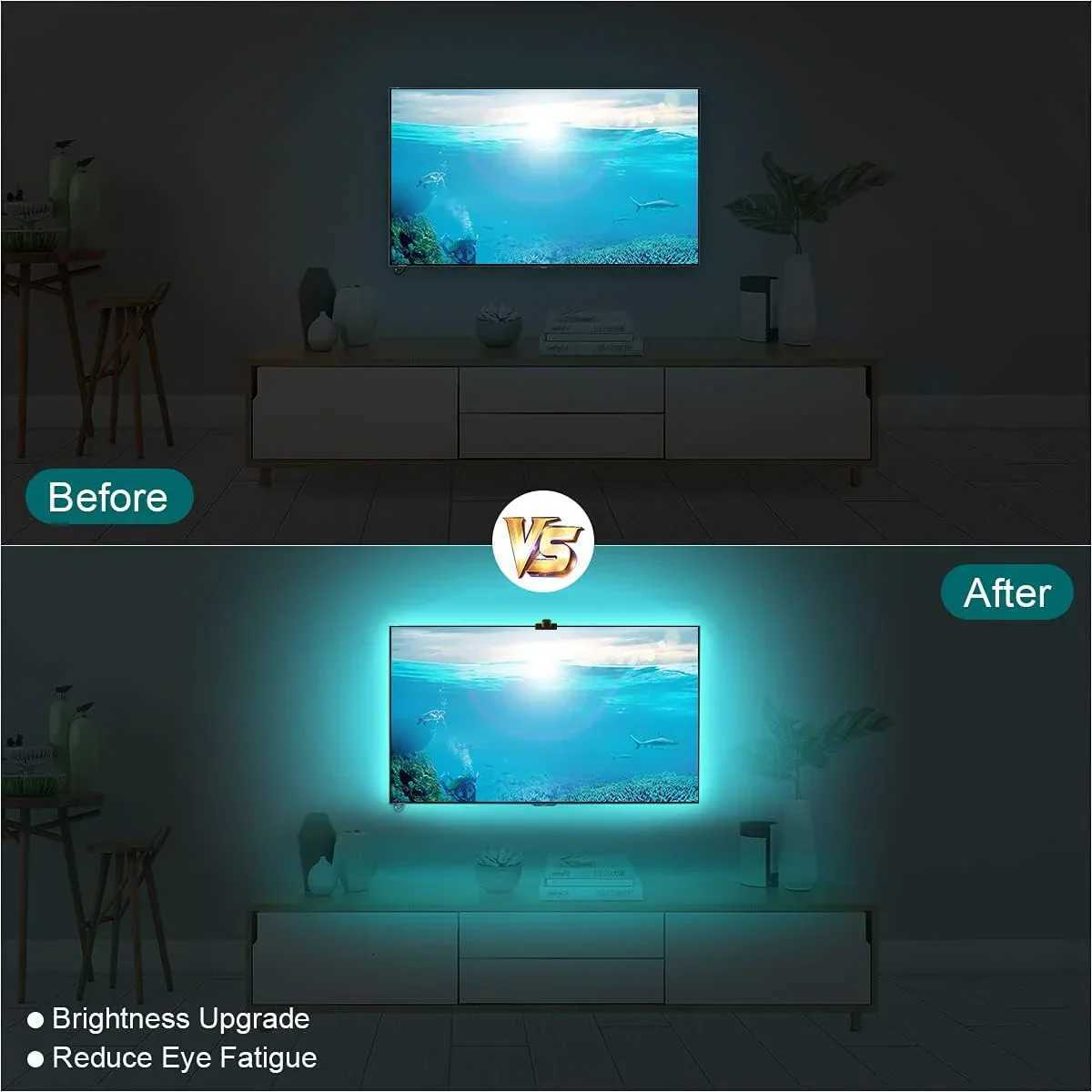 RGBIC LED TV Backlight Strip with Camera USB Powered Screen Syncs for 50-80 Inch TVs Monitors Backlight Room Ambient Lighting Y250819