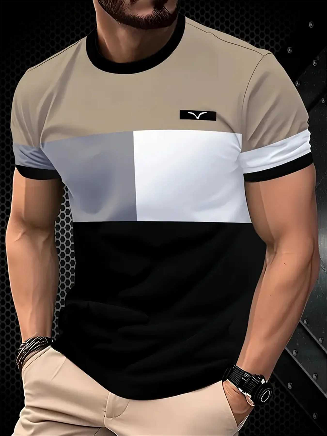 Mens T-Shirt Fashion Simple Striped Printed Short Sleeve T-Shirt Oversized Tops Summer Mens Daily Versatile Casual Clothing Y250819