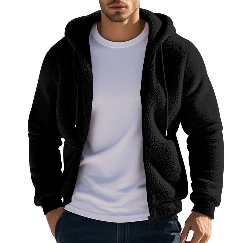 Autumn and Winter New Fashion Solid Color Thick Warm Hooded Jacket Men's Casual Loose Comfortable Sports Large Size Coat R250820