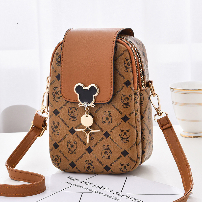 Free Shipping Designer Luxury New Fashion Printed Stylish Phone Bag Korean Trend Versatile Shoulder Crossbody Bag Leisure Mini Handbag