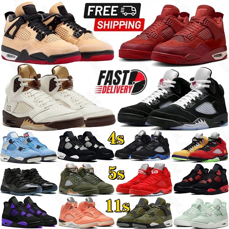 Designer shoes 4s 11s 5s basketball shoes for men women sneakers Military Black Cat 4 Bred Pizza Red Thunder White Oreo Pine Green Cool Grey 11 Metallic 5 mens trainers