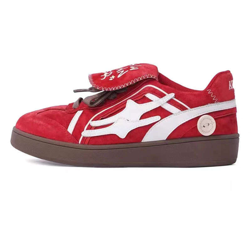 Korean Version Genuine Leather Niche Flip-top German Training for Women 2025 Summer Autumn New Super Popular Internet Celebrity Sports Forrest Gump Sh