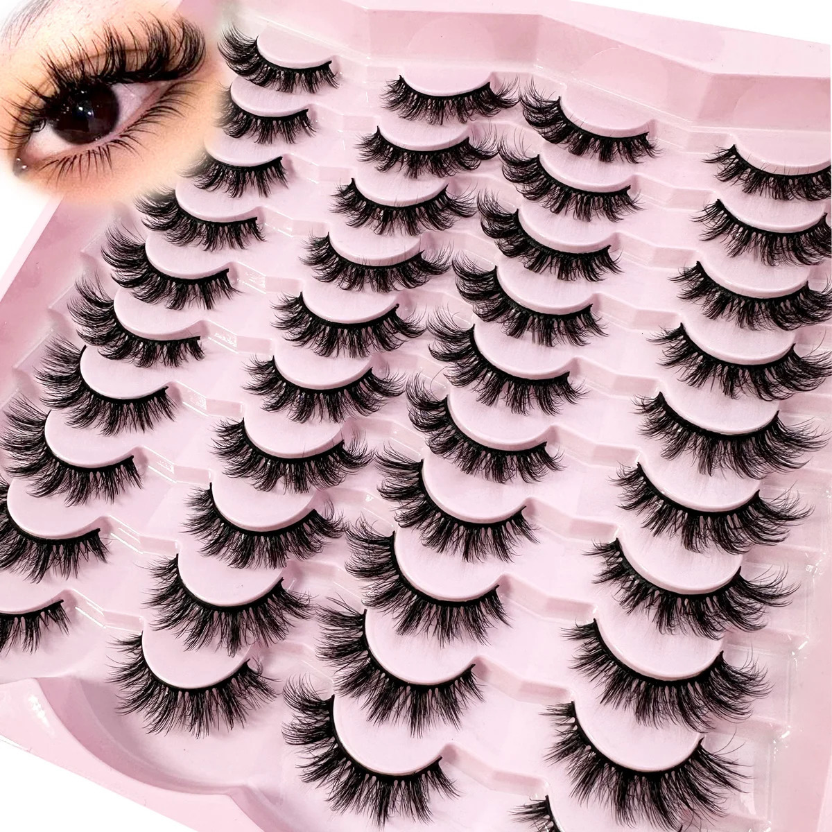 20pairs 5D Fluffy Eyelashes D Curl Lashes Thick Cat Eye Soft Wispy 8D Volume Eyelash Makeup 250811