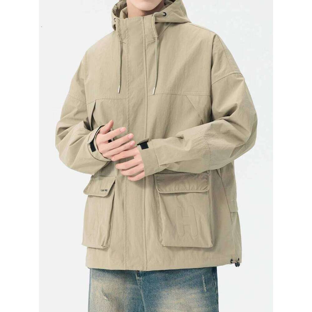 Windbreaker for Nylon Spring Autumn Lightweight Casual Hooded Zip Up Jacket Men Daily Work Stylish Windproof Coats