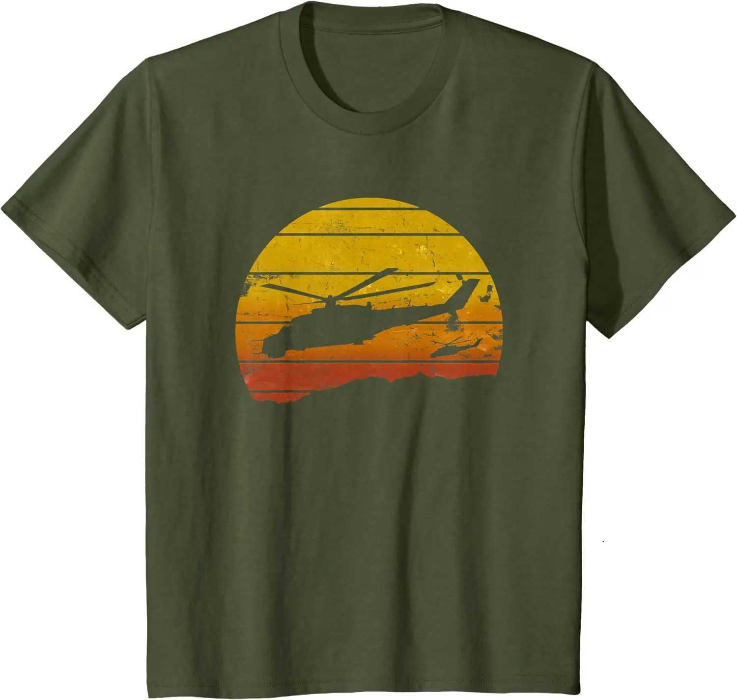 Mi-24 Hind Russian Military Helicopter Sunrise Men T-Shirt Short Sleeve Casual Cotton O-Neck Summer Shirts Y250819