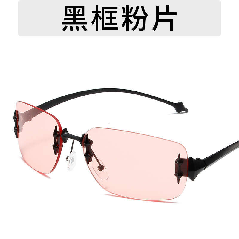 Designer New Style Hot Girl Rimless Edge Fashion UV400 High-end Y2K Sunglasses Personality Demon Element Glasses