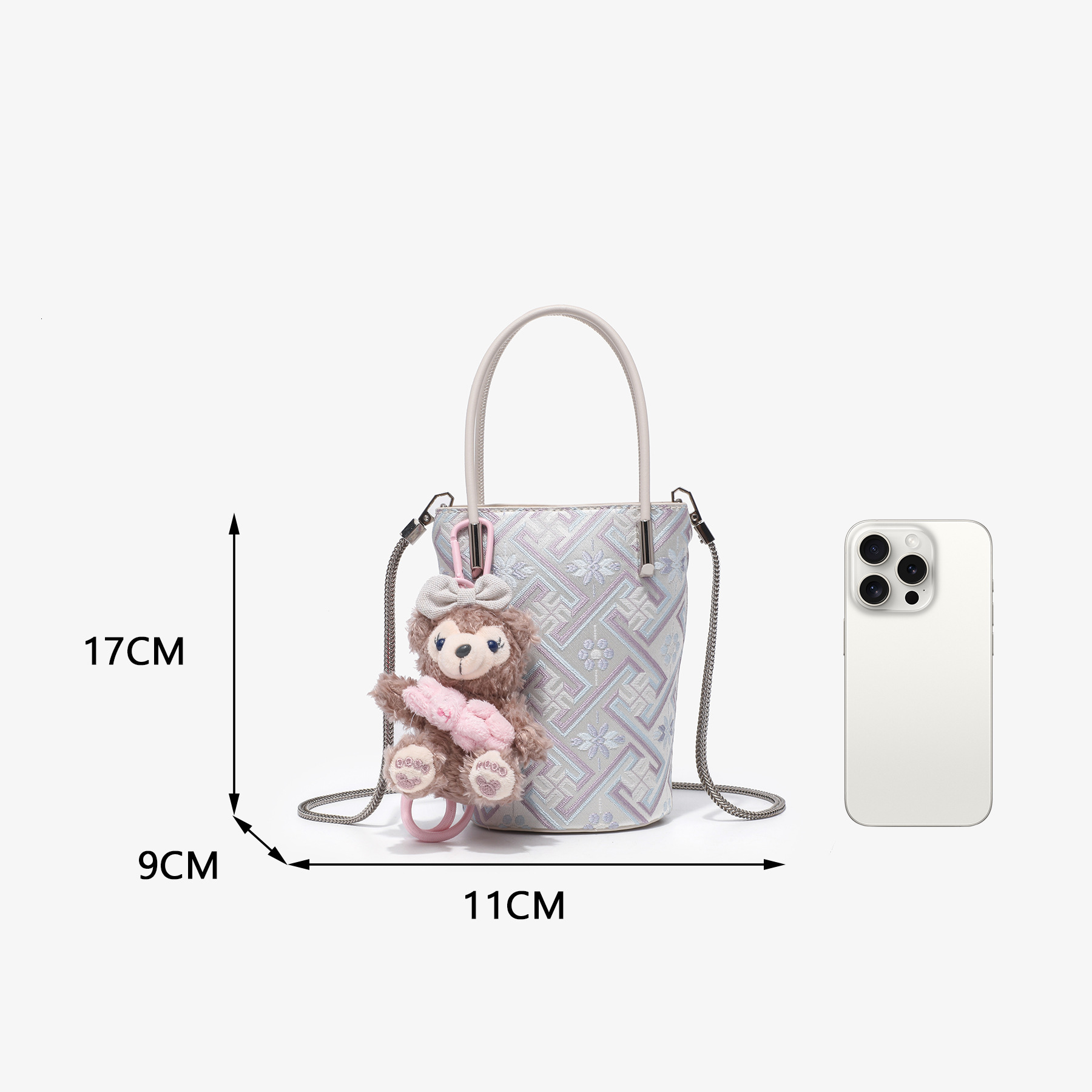 Free Shipping Designer Luxury Women's Chain Mini Handbag New Niche Phone Bag Fashion Brocade French Fries Pen Holder Single Shoulder Crossbody Sm