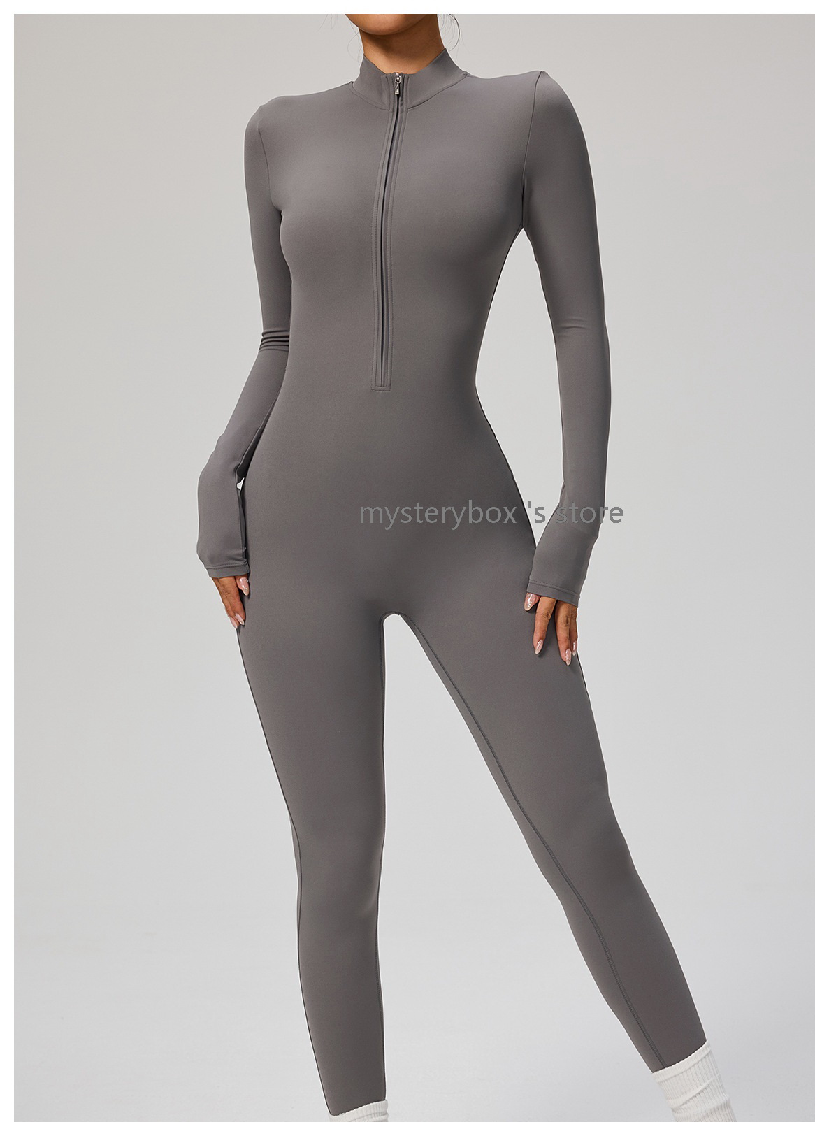 fashion Long Sleeved Exercise & Fitness Wear Yoga Outfits Zipper Yoga Jumpsuit Dance Fitness Tight Fitting Sports Cycling Clothes Mysterybox Store