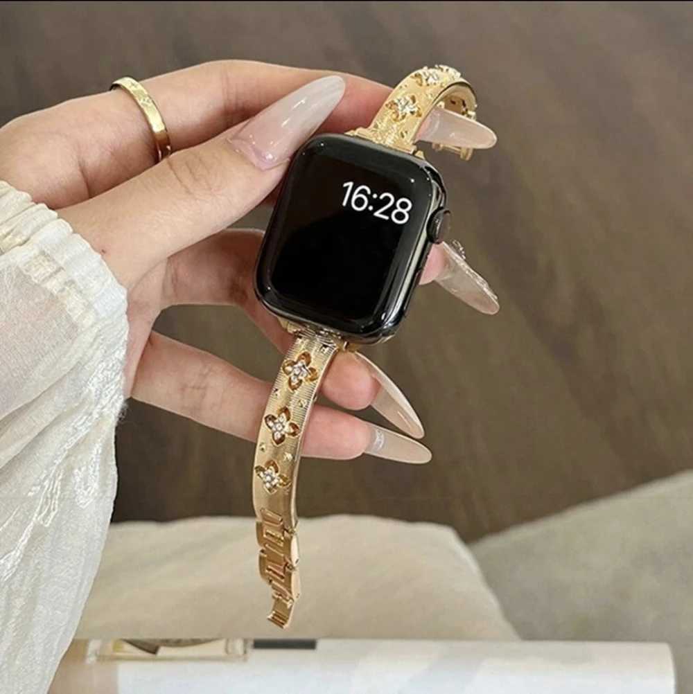 Bling Gold Stainless Steel Bracelet Link For Watch Band Series 8/7/6/10/9 40mm 41mm 38mm 42mm 44mm 45mm 46mm Strap Y250820