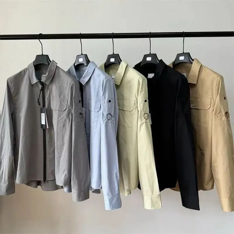 Mens cp Jacket Coat One Lens Lapel Shirt Jackets Garment Dyed Utility Overshirt Outdoor Men Cardigan Outerwear Clothe