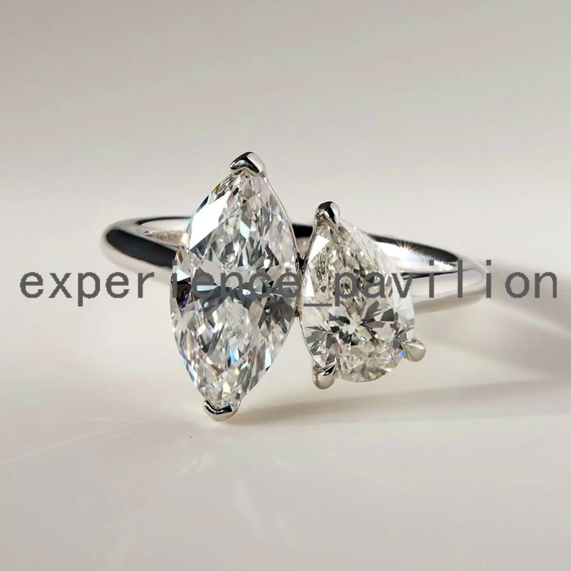 Romantic TOI ET MOI Design Fine Jewelry 18K White Gold Wedding Moissanite Diamond Engagement Rings Women
