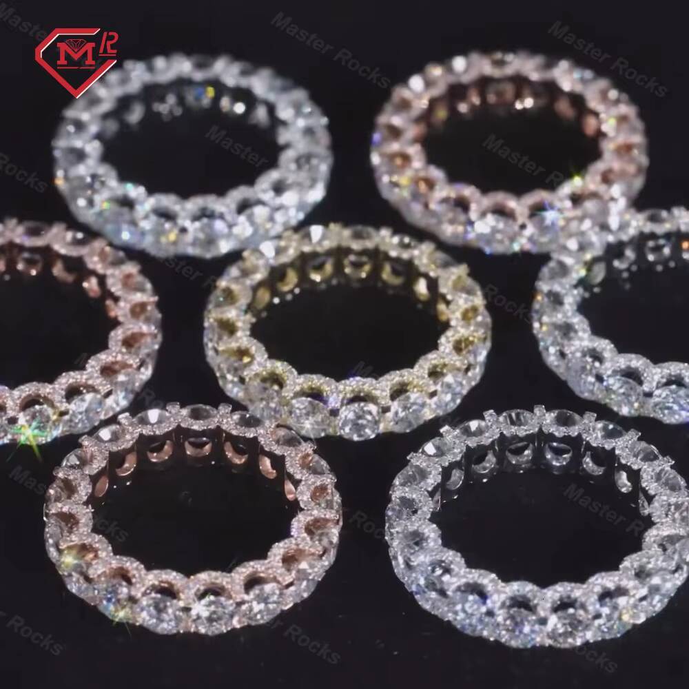 Factory Sell Stackable 1 Rows Moissanite Engagement Ring 18k White Gold Plating 925 Sterling Silver Moissanite Ring Women