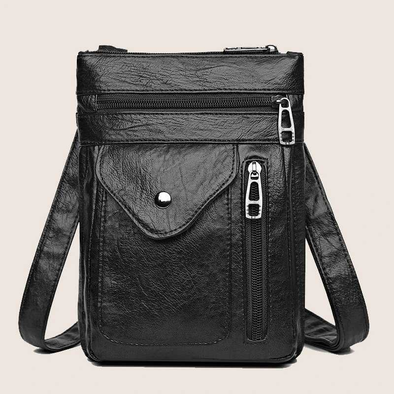 Ladies soft leather shoulder bag mobile phone bag layered bag mailman one shoulder designer ladies handbag wallet Y250819