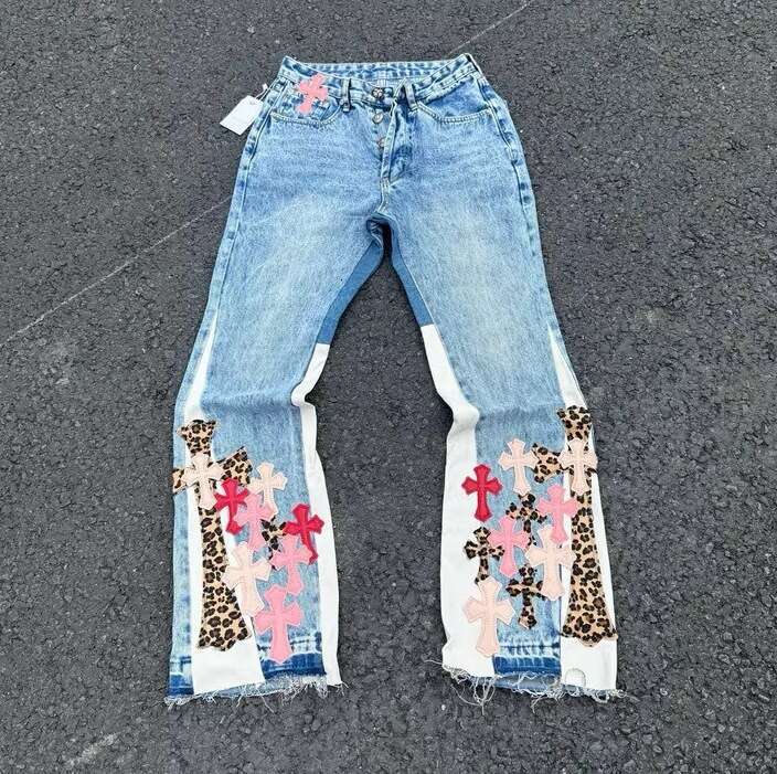 2025 New Hip-Hop Gothic Style Jeans for Women Street Slim Fit Y2K High Waist Flared Pants