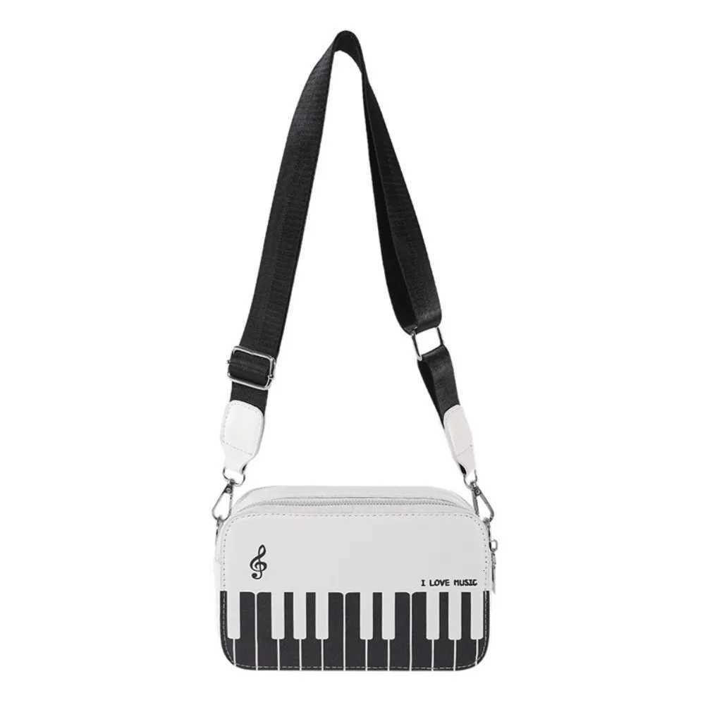 Trendy Vintage Piano Shoulder Bag Crossbody Black Mini Square Bag Fashion Elegent PU Leather Bag Unisex Y250819