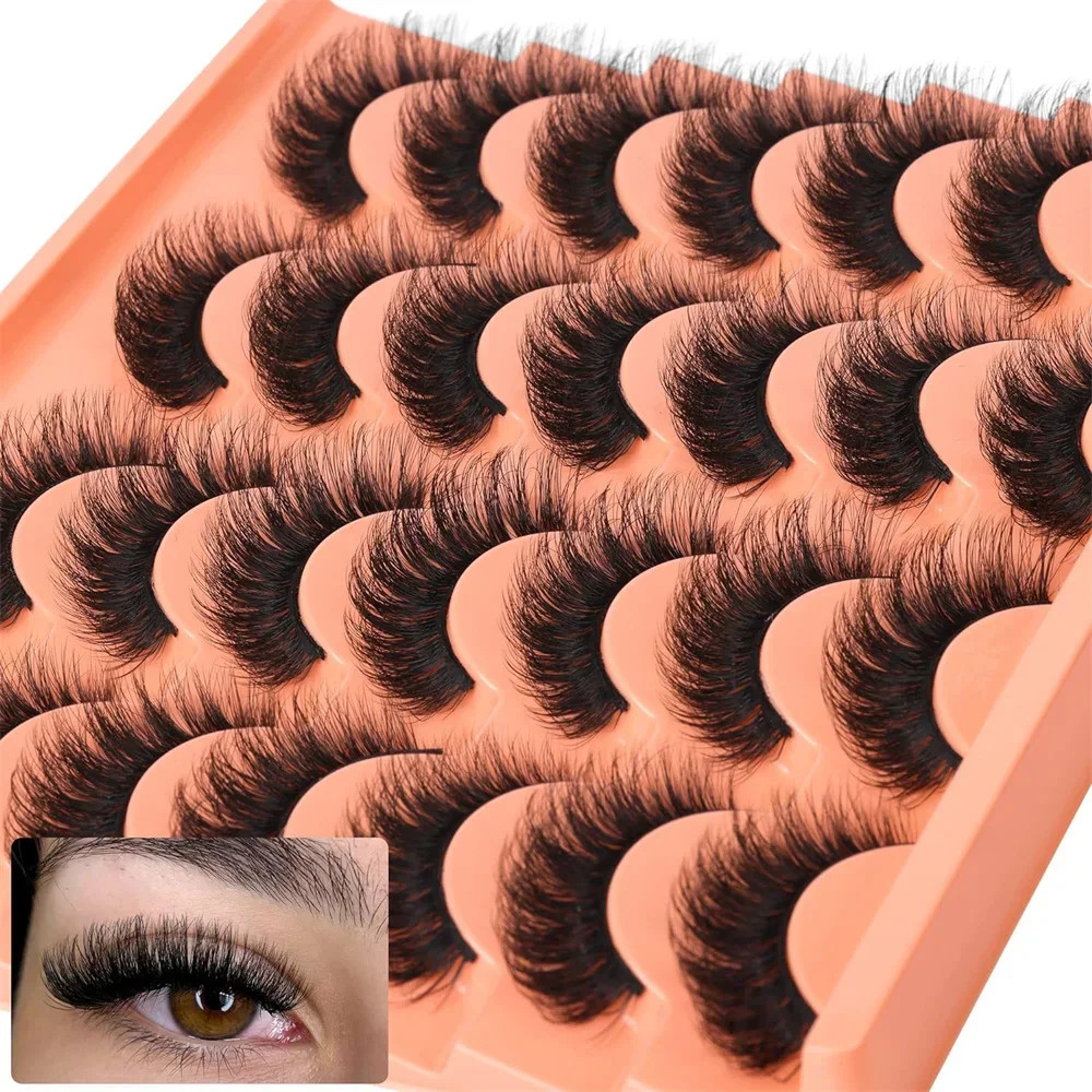 14 Pairs Natural Look False Eyelashes Thick Fluffy Faux Mink Lashes Pack Cat Eye that Like s Black 250811