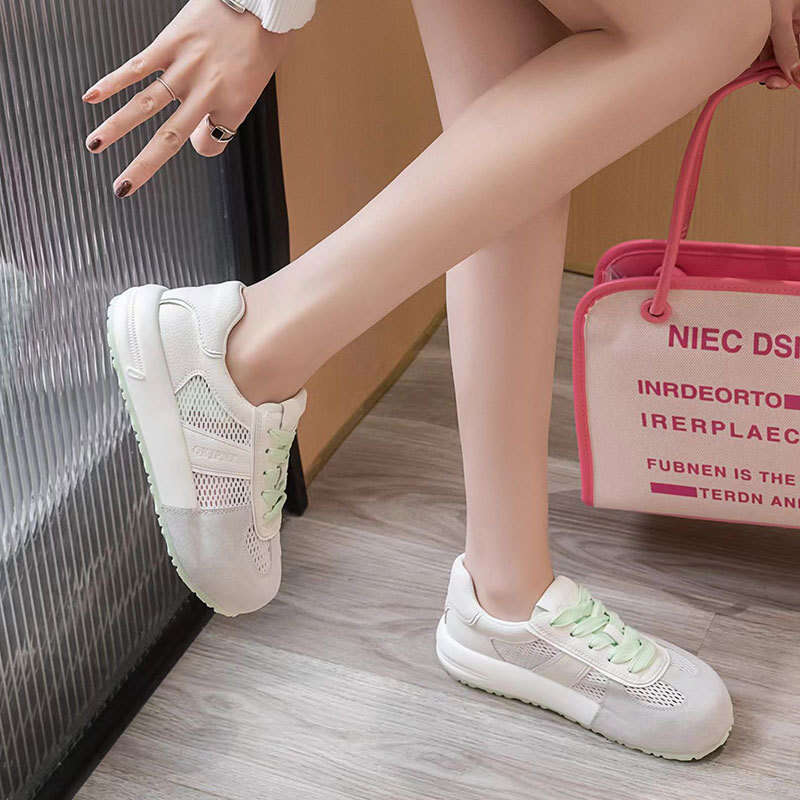 2025 Spring Summer New Thick-Soled Genuine Leather Breathable Fashion Bag Bottom Forrest Gump for Women Lightweight Versatile Korean Style Casual Shoe