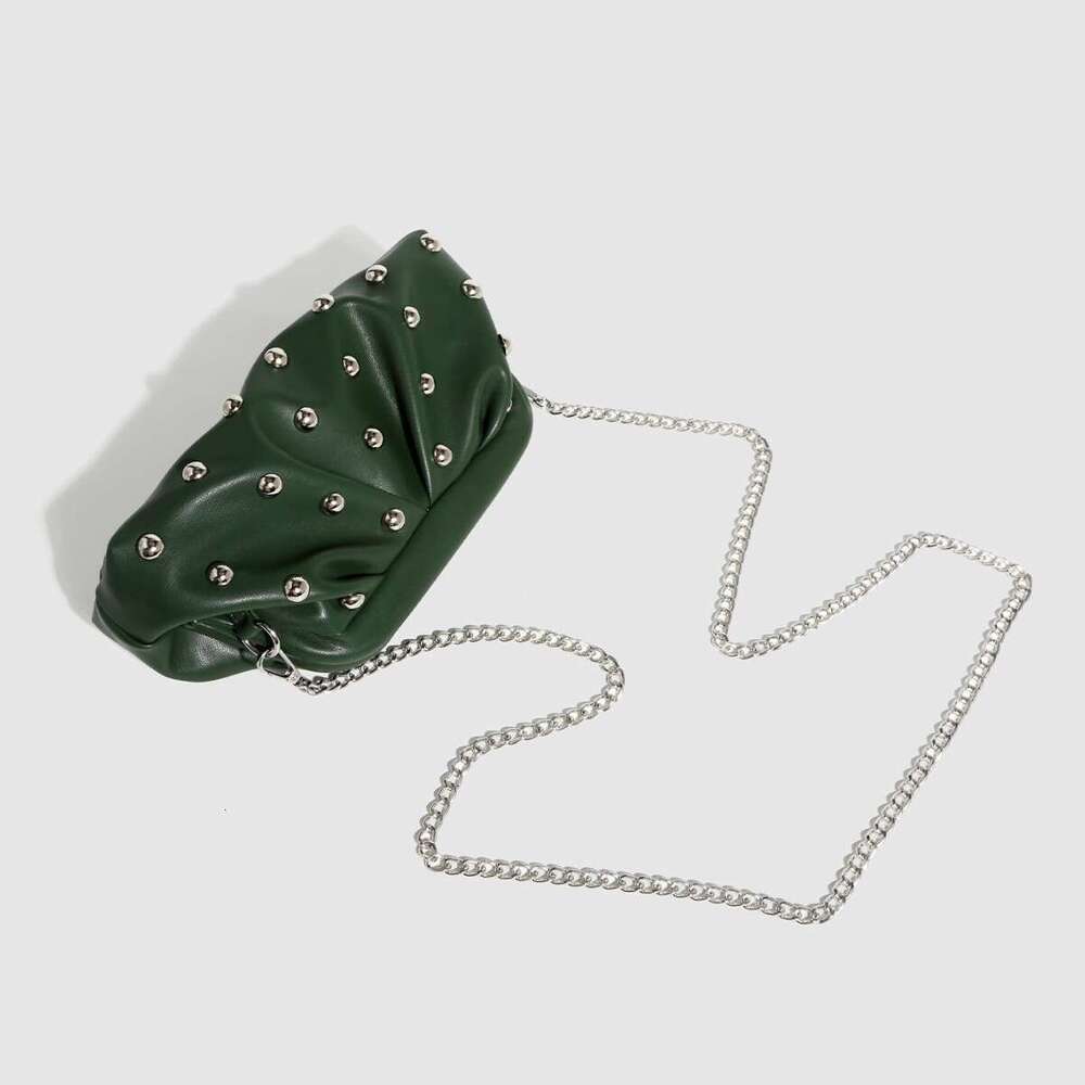 New 2025 Bags Pleated Rivet Clutch Designer Dumpling Chain Shoulder Crossbody Women's Bag