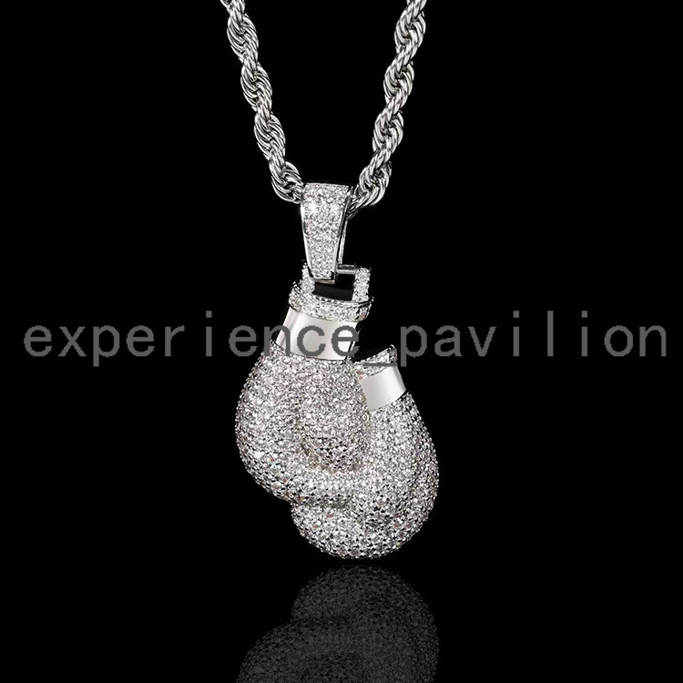 Factory Wholesale Hip Hop Jewelry 925 Sterling Silver VVS Moissanite Diamond Iced Out Boxing Gloves Pendant for Men Women