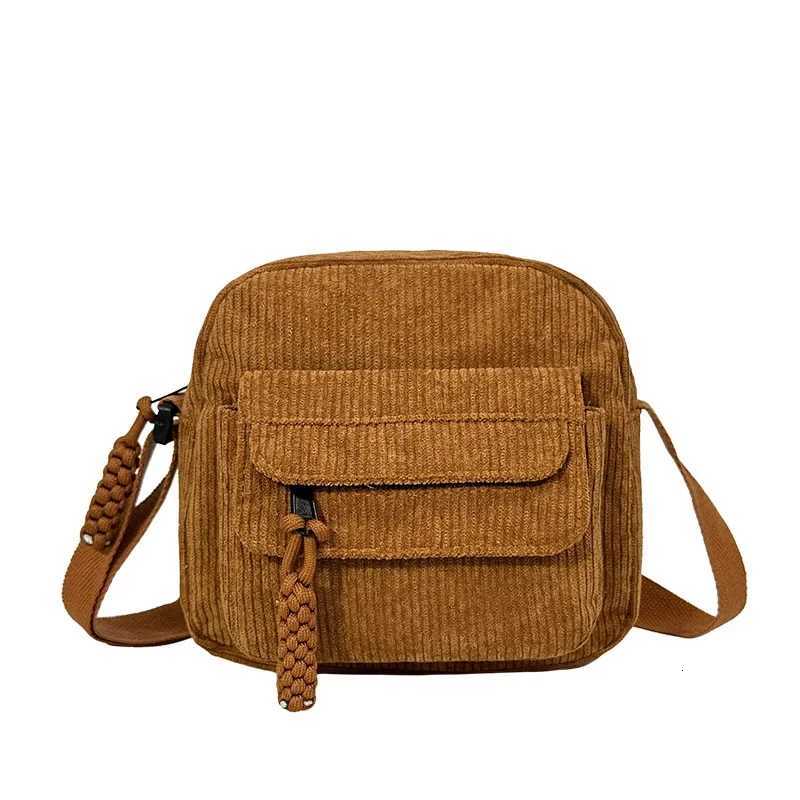 1pc-Corduroy Ins Shoulder Bag New Simple and Fashionable Solid Color Velvet Cloth Bag School Style Messenger Bag Y250819