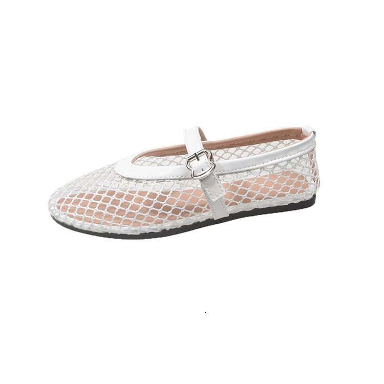 36-42 Large Size Flat Hollow Summer New Style Sandals for Women, Fishnet Surface Shoes, 2025 Mary Jane Single Shoes