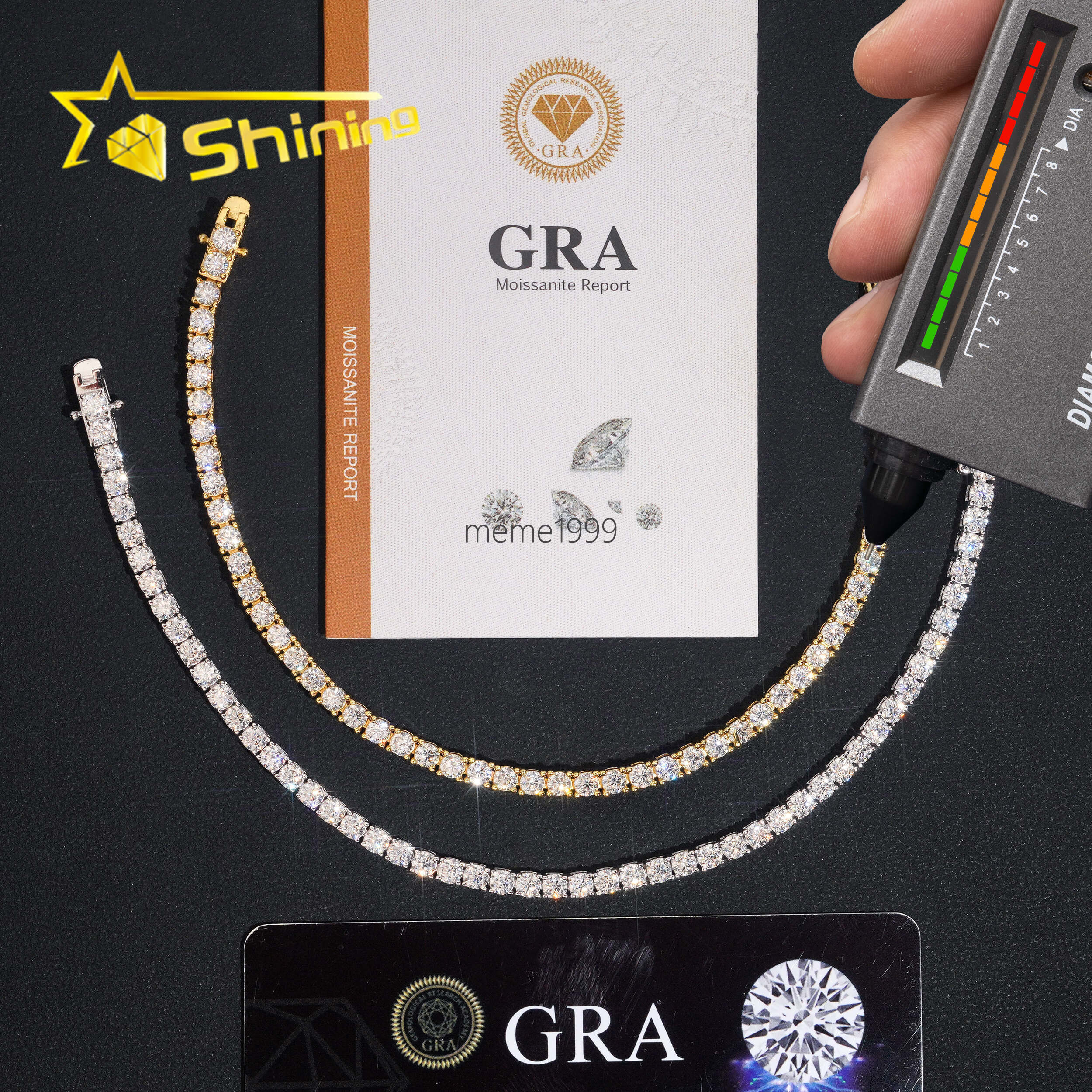 USA Warehouse Local Stock 3mm Tennis Bracelet 925 Solid Silver Hip Hop Iced Out GRA Moissanite Diamond Sparkling Tennis Bracelet