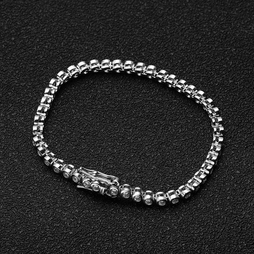 Bezel Set 2/3mm Moissanite Tennis Bracelet for Woman Men Round Bubble Lab Diamond Bracelet S925 Silver Hiphop Party Jewelry Gift